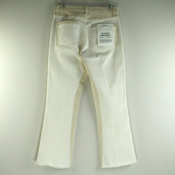 Frame Le Crop Mid Rise Mini Boot Cut Two Tone Ivory Beige Denim Jeans 27 NWT - Picture 5 of 8
